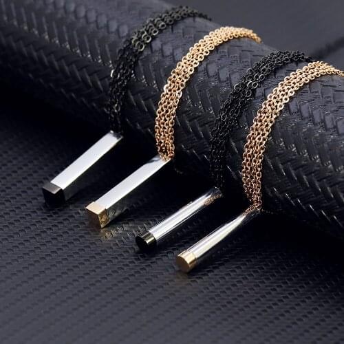 100% Stainless Steel Blank Bar Necklace Hidden Pendant for Women Men Fashion Jewelry lover Valentines Gifts 50cm