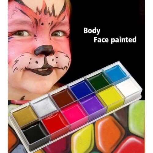 12 color body painting play clown Halloween makeup face paint Body face painted Make up Flash Tattoo makeup