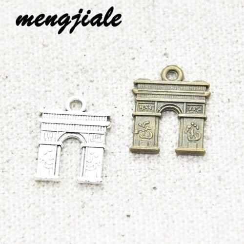 20pcs Wholesale Two Color Building Charms Alloy Metal Pendants For DIY Handmade Jewelry Accessories Making 18*14mm