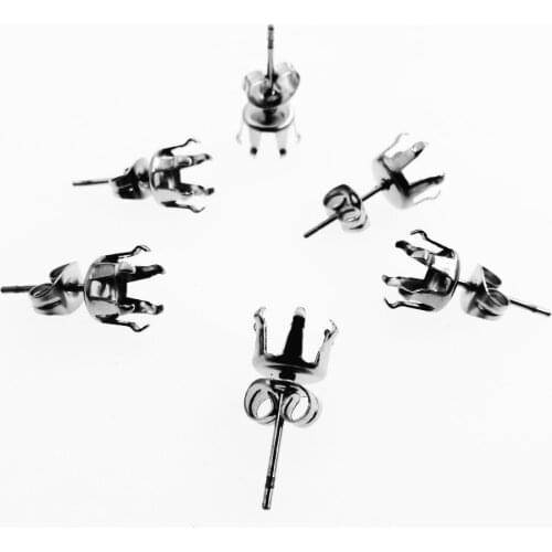 20pcs 3/4/5/6/7/8/9/10mm Stainless Steel Blank Post Earring Studs Pins Cup Base DIY Jewelry