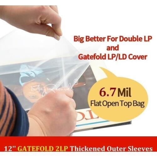 30PCS 12''Record Flat Open Top Bag 6.7Mil Vinyl Record Outer Sleeves Strong Plastic Cover for Gatefold 2LP 3LP 4LP