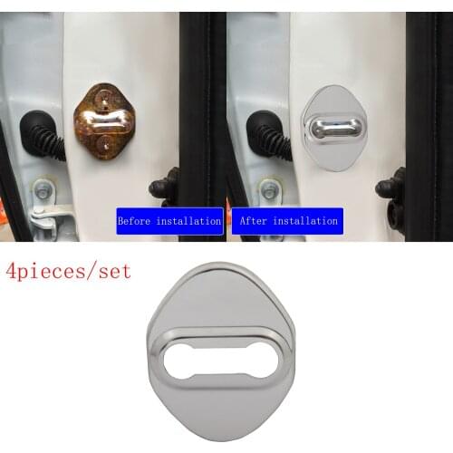 4 pcs silver Stainless Steel Car Door Lock Protective Buckle Cover case for Mazda 2 3 5 6