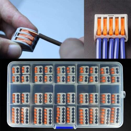 40pcs Universal Compact Wiring Terminal Block Mini Fast Connector Push In Conductor PCT-212 PCT-213 PCT-215 Home Light Indoor Hy