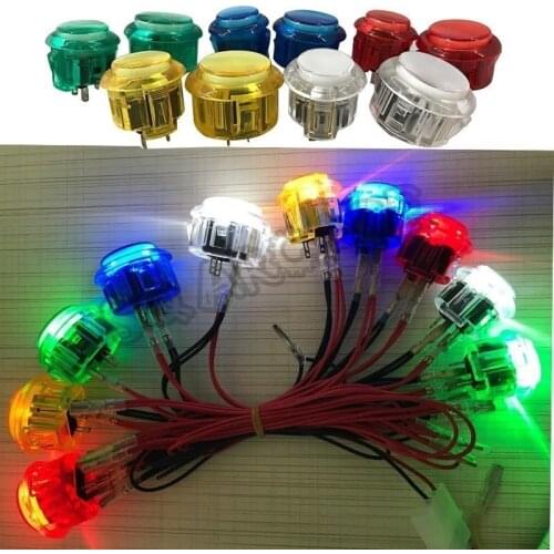 4pcs Arcade Push Button Snap 24mm 30mm Transparent Switch Buttons LED Lighting 5V 12V for DIY Raspberry pi MAME PC Pandora Game