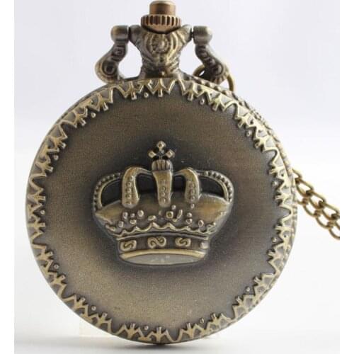 50pcs/lot Bronze Crown Quartz Pocket Watch Necklace Pendant Gift Watches Men Women Watches Hot Sell