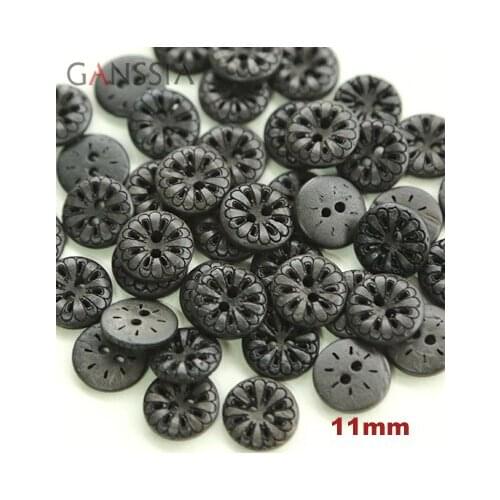 50pcs/lot Size:11mm Natural Coconut Buttons Black Wooden Button Accssories Sewing (ss-1201)