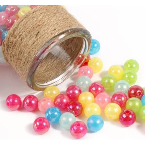 6-14mm Candy Color AB Acrylic Round Beads 20-300Pcs Loose Spacer Seed Beads For Jewelry Making Handmade DIY Bracelet Necklace