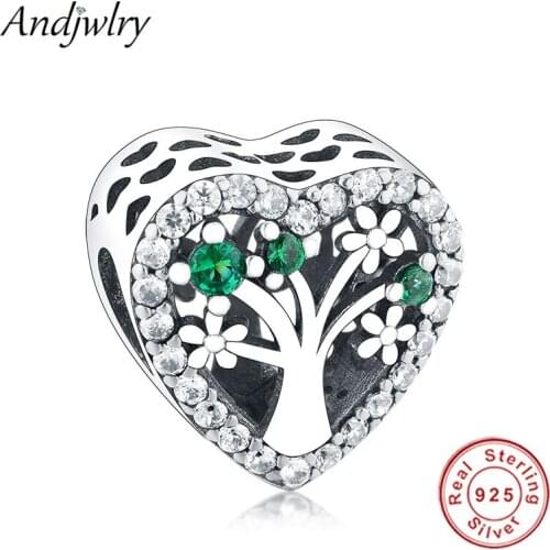 925 Sterling Silver Charms Fit Original Pandora Charm Bracelet Heart Tree Charm Bead DIY Sliver Jewelry Berloque 925 Silver