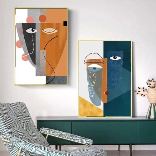 Abstract Vintage Figure Wall Art Canvas Painting Geometric Posters And Prints Pop Pictures For Living Room House Interior Decor