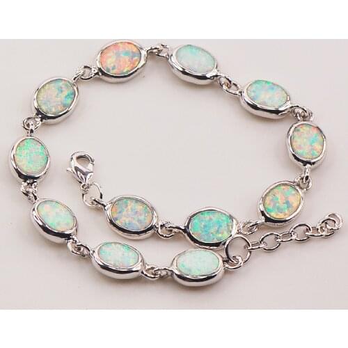 White Fire Opal 925 Sterling Silver Bracelet P83 8" Free Ship High quantity Factory price