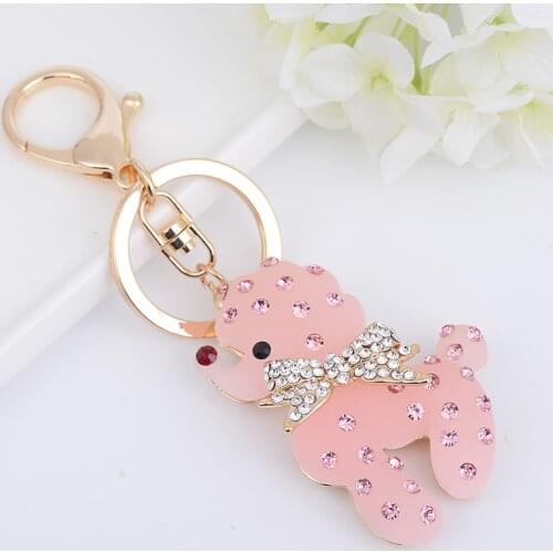 XDPQQ Summer New Product Car Keychain Korean Cartoon Poodle Dog Ms. Creative Bag Pendant Gift