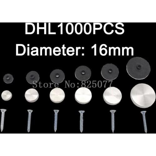 DHL 1000PCS Wholesale decorative screw cover 16mm brushed stainless steel screw covers KF1034