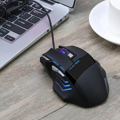 USB Wired Gaming Mouse 7 Buttons 5500DPI Adjustable LED Backlit Professional Gamer Mice Ergonomic Computer Mouse for PC Laptop