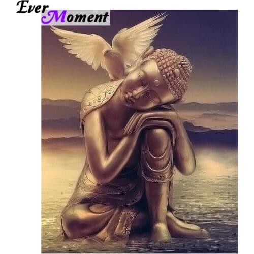 Ever Moment 5D Crystal Diamond Painting Buddha White Pigeon Diamond Embroidery Religion 3D Diamond Cross Stitch Hobby DIY ASF872