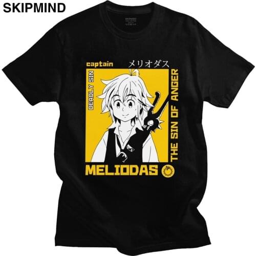 Japanese Manga Seven Deadly Sins T Shirt Men Cotton Leisure T-shirt Short Sleeved Anime Nanatsu No Taizai Meliodas Tee Tops Gift