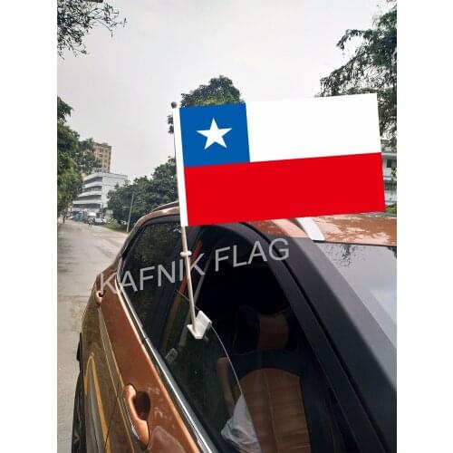 KAFNIK,30*45CM Chile Car Flags and Banners Double Side Flags World Countries Cotton Banners Custom Window Car Flag