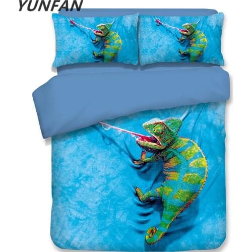 Carrtoon Chameleon Bedding Sets 3pcs soft blue bedclothes duvet cover pillow cases quilt cover Teenager Boys Bedroom Set