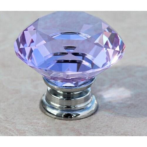 Modern fashion deluxe Purple Crystal Cabinet drawer knobs Silver chrome Dresser cupboard Funrinture door knobs handles pulls