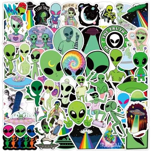 50 PCS Anime ET Graffiti Stickers Alien UFO Decals For Children DIY Luggage Suitcase Laptop Motorcyle Waterproof Car Pegatinas