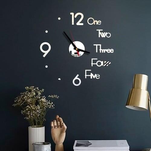 1pc Home Wall Clock 3d Diy Acrylic Mirror Stickers For Home Bedroom Decor Living Room Quartz Needle Self Adhesive Hanging Watch