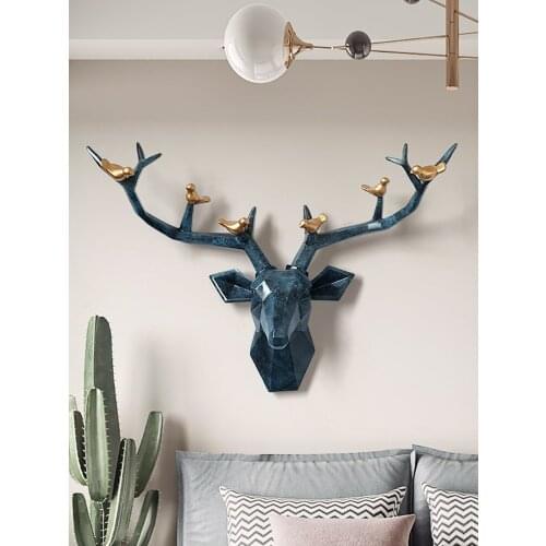 Resin 3d Big Deer Head Wall Decor for Home Decor Accessories Abstract Sculpture Modern Animal Head Wall Decoration