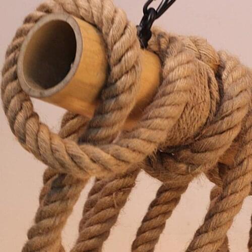 Retro Ceiling Light Rustic Cafe Rope Lamp 6-head E27 Chandeliers