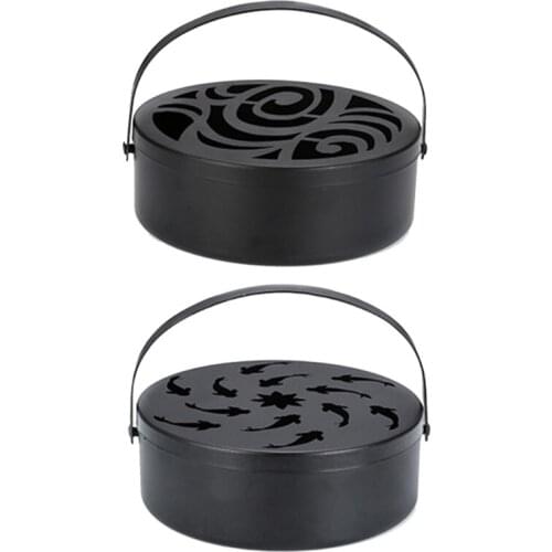 Q9QF Retro Wrought Iron Hollow Mosquitoes Coil Holder Portable Incense Burner Holder