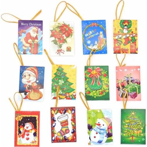 ANGRLY 100pcs/bag Wish Card Christmas Tree Ornaments Christmas Decorations for Home Wall Hangings Christmas Ornaments Pendant