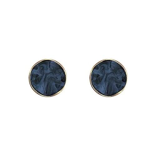 RZ136 925 Silver Needle Retro Haze Blue Geometric Stud Earrings Small Earrings