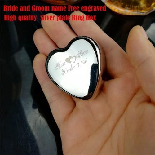 Custom Ring Box, Personalized Wedding / Valentines Engagement Sliver plate metal Ring Bearer Box, Rustic Wedding Ring Box Holder