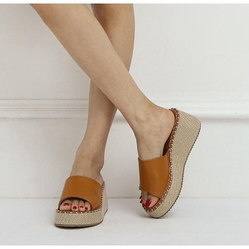 Summer Women Platform Wedge Slides Ladies Peep Toe Slip On Flip Flop Outdoor Casual Beach Sandal Shoes Home Slipper Big Size 41