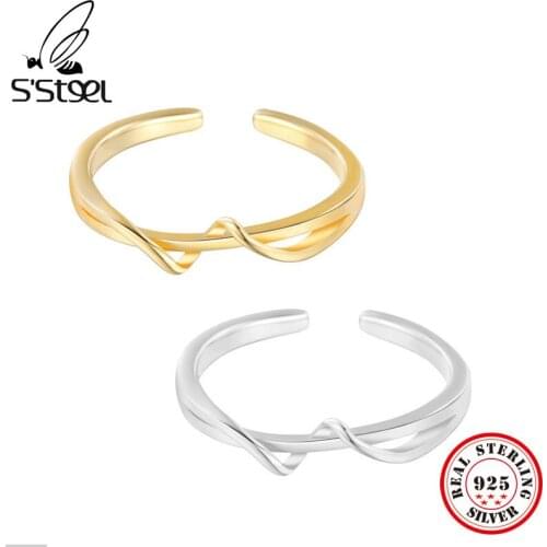 SSTEEL Minimalist Rings Sterling Silver 925 For Women Geometric Vintage Gold Adjustable Ring 2021 Trendy Fine Jewellery Gift