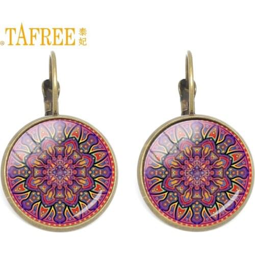 TAFREE Henna Zen clip on Earrings Mandala Sacred Geometry amulet Flower of Life jewelry Women accessories CT457