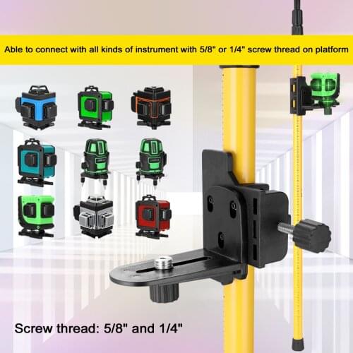 Telescopic Pole for Line Leveler Aluminum Alloy Adjustable Lift Extend Bracket Holder Stand Support for 1/4' 5/8'' Laser Level
