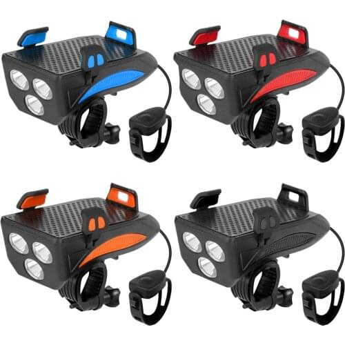 4 in 1 MTB Bicycle T6 LED 400LM 2000mAh/4000mAh Headlight with Power Bank Phone Holder Horn 5 Sound Modes Mountain Bike Light