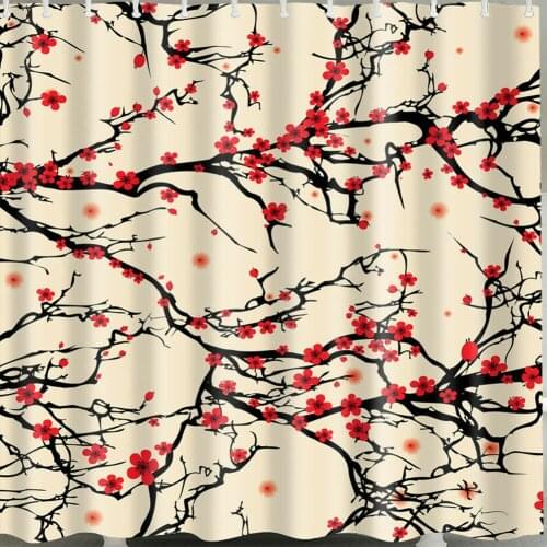 Waterproof Red-Plum Shower Curtain for Home & Bathroom