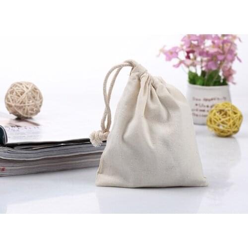 High quality cotton small drawstring bag,cotton fabric jewelry bag wholesale drawstring jewelry pouch cotton for jewelry gift