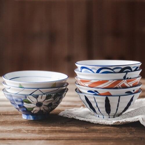 Japanese-Style Bamboo Hat Ceramic Bowl Rice Bowl Single Tableware Small Eating Bowl Soup Bowl Plate Bowl Dish Set