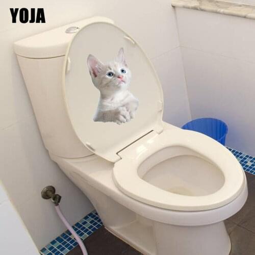 YOJA 16.8*23.8CM Pet Cute Cat Wall Sticker Animal Toilet Decal Bedroom Home Decor T3-0433