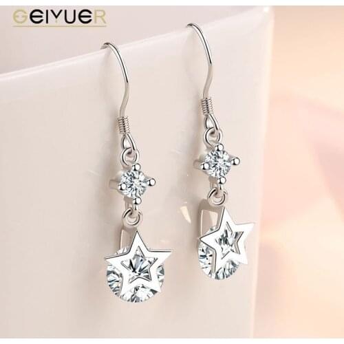 925 Sterling Silver Ear Studs Tassel Star Piercing Drop Earring for Women Girls Wedding Party Elegant Fashion Jewelry 2021 New
