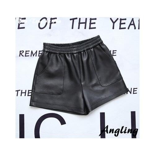 Top brand Spring 2020 Women Genuine Real Sheep Leather Shorts E58 high quality