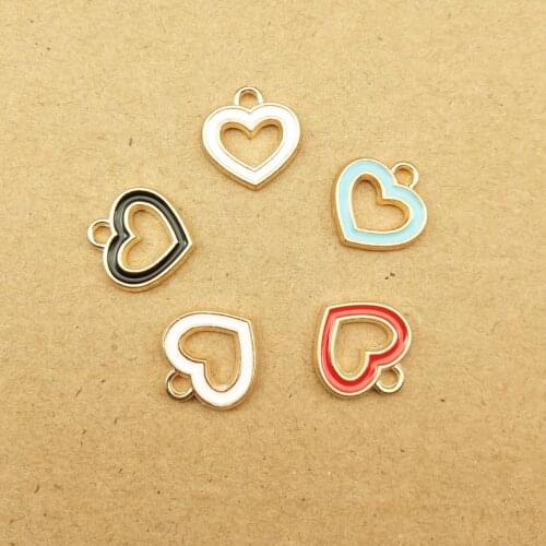 10pcs 14x14mm enamel love heart charm for jewelry making fashion earring pendant fashion charms