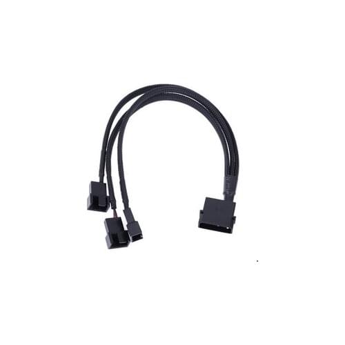 200pcs Black Sleeved 4pin IDE Molex to 3/4-Port 3Pin/4Pin Cooler Cooling Fan Splitter Power Cable Environmental Cables