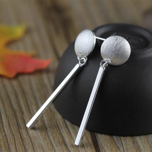 2018 New Arrival Brinco 100% 925 Pure Silver Earrings Jewelry Wholesale, Japan And South Korea Lady Wiredrawing Long Earrings