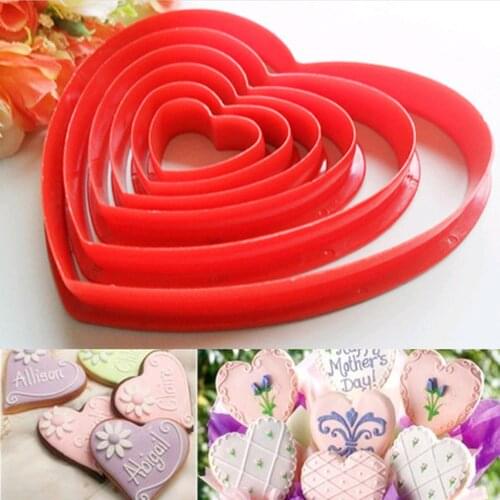 2021 Hot Kitchen Mould Pastry Tool 6x Confectionery Fudge Cake Cutting Machine Cake Love Shape Kitchen Baking Accessories