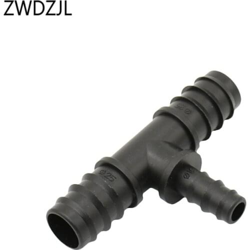25mm to 16mm Garden hose tee barb water splitter reducing tee 3 way connector barbed splitter 25pcs