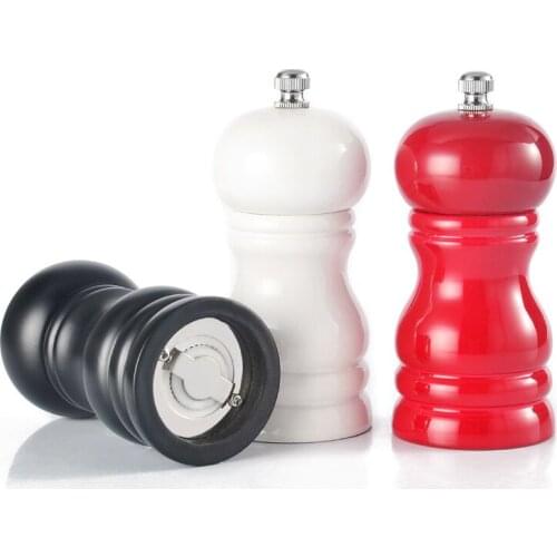 4-Inch Solid Wood Pepper Grinder Manual Pu Baking Paint Pepper Salt Seasoning Tools Family Restaurant Kitchen Supplies Mills