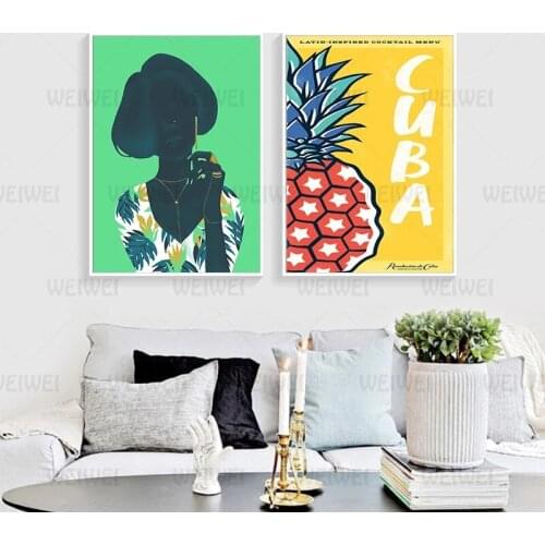 Pineapple Canvas Posters Wall Art Cartoon Girl Painting Abstract Wall Pictures Art Prints Poster Home Decoration for Living Room