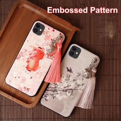 Case for iPhone 12 11 Pro Max MIni SE 2020 XS X XR 7 8 Plus 6s Case 3D Embossed Tassel Bell Anti-knock Soft Silicon Cover Funda