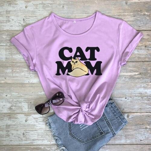 Colored cat mom T-Shirt 100% Cotton art graphic funny aesthetic women quote street style casual camisetas Fashion tshirt top tee